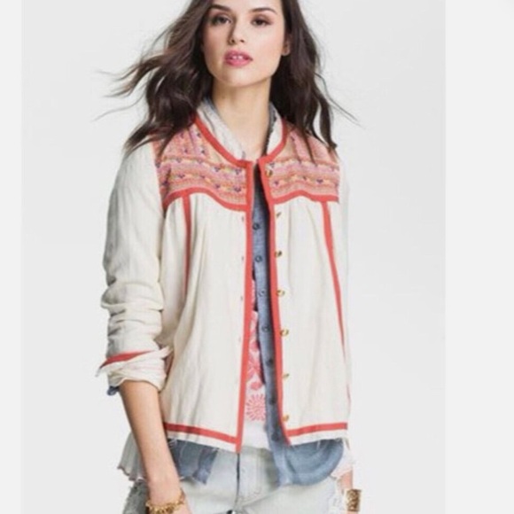 Free People Trapeze Prairie Embroidered Jacket Size large - Picture 2 of 12